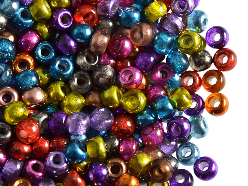 50 pcs Pony Pressed Beads, 2mm Hole, 5.5mm, Semi Apollo Mix, Czech Glass
