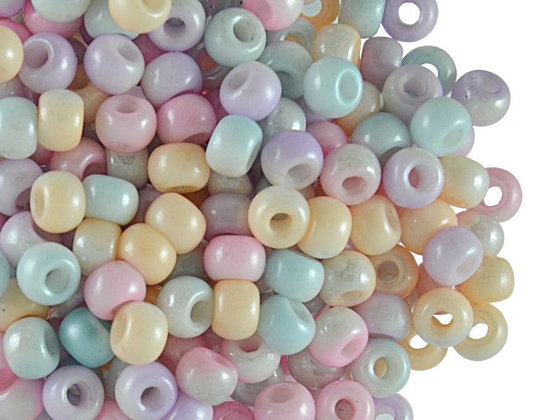 50 pcs Pony Pressed Beads, 2mm Hole, 5.5mm, Mix Color Half White Luster, Czech Glass
