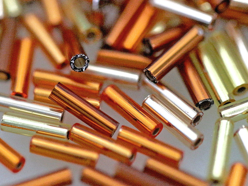 20 g Bugle Beads 6x1.7 mm, Amber Brown, Miyuki Japanese Beads