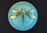 1 pc Czech Glass Cabochon Blue Green Matte Gold Dragonfly (Smooth Reverse Side), Hand Painted, Size 14 (32mm)