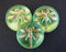 1 pc Czech Glass Cabochon Green Gold Dragonfly (Smooth Reverse Side), Hand Painted, Size 8 (18mm)