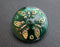 1 pc Czech Glass Button, Emerald Golden Butterfly, Hand Painted, Size 12 (27mm)