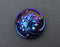 1 pc Czech Glass Button, Jet Blue AB, Hand Painted, Size 10 (22.5mm)
