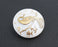 1 pc Czech Glass Button, White AB Golden Peacock, Hand Painted, Size 10 (22.5mm)