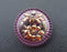 1 pc Czech Glass Button, Amethyst Gold Flowers, Hand Painted, Size 10 (22.5mm)