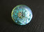 1 pc Czech Glass Button, Flower Green Blue AB, Hand Painted, Size 8 (18mm)