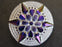 1 pc Czech Glass Button, White Violet Star Blue Flower, Hand Painted, Size 16 (36mm)