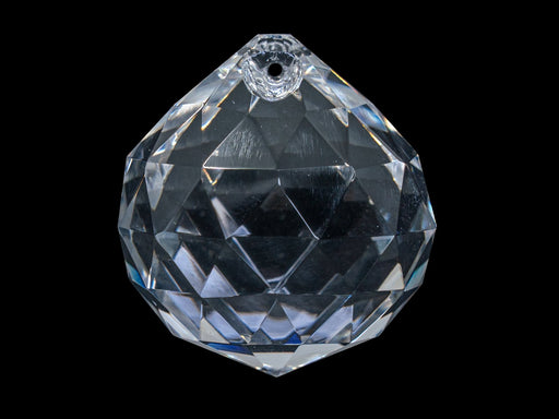 Chandelier Crystal Pendant - Semi Round Faceted 32x30 mm, Crystal Clear, Czech Glass