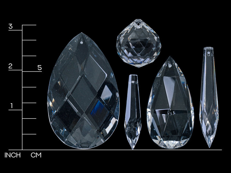 2 pcs Chandelier Crystal Pendant - Drop Faceted 60x30x18 mm, Crystal Clear, Czech Glass