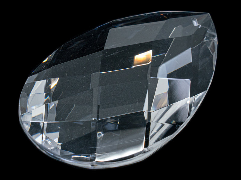 2 pcs Chandelier Crystal Pendant - Drop Faceted 60x30x18 mm, Crystal Clear, Czech Glass
