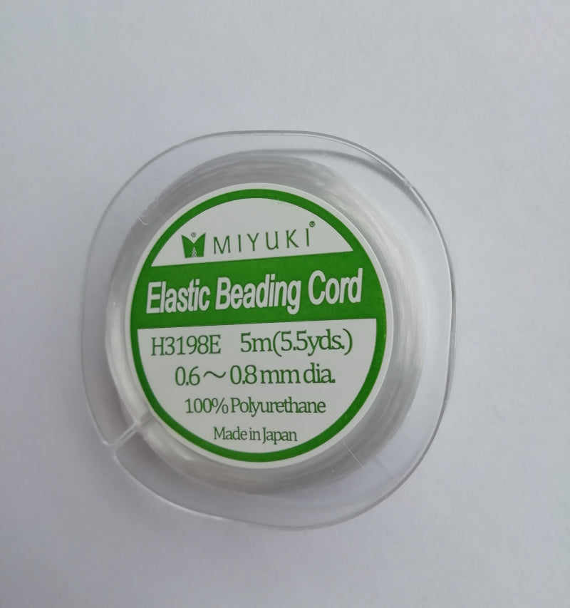 Elastic Beading Cords 5x0.6-0.8 mm, White, Miyuki Japanese BeadsPolyurethane, Japan