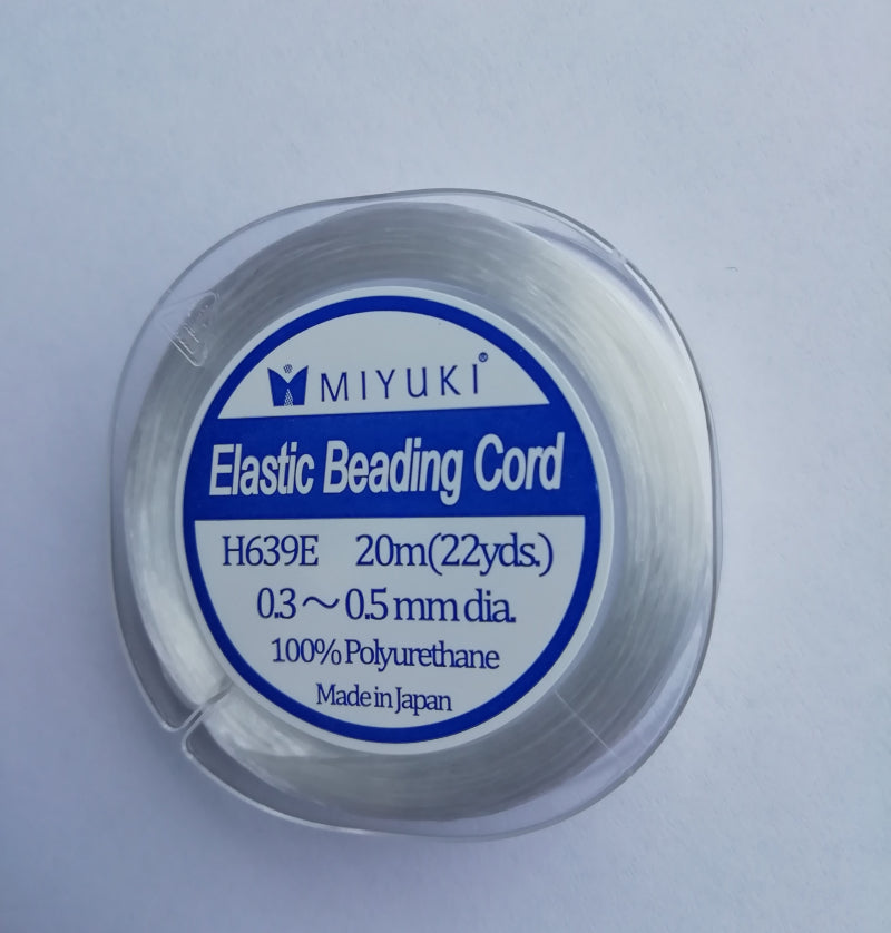 Elastic Beading Cords 20x0.3-0.5 mm, White, Miyuki Japanese BeadsPolyurethane, Japan