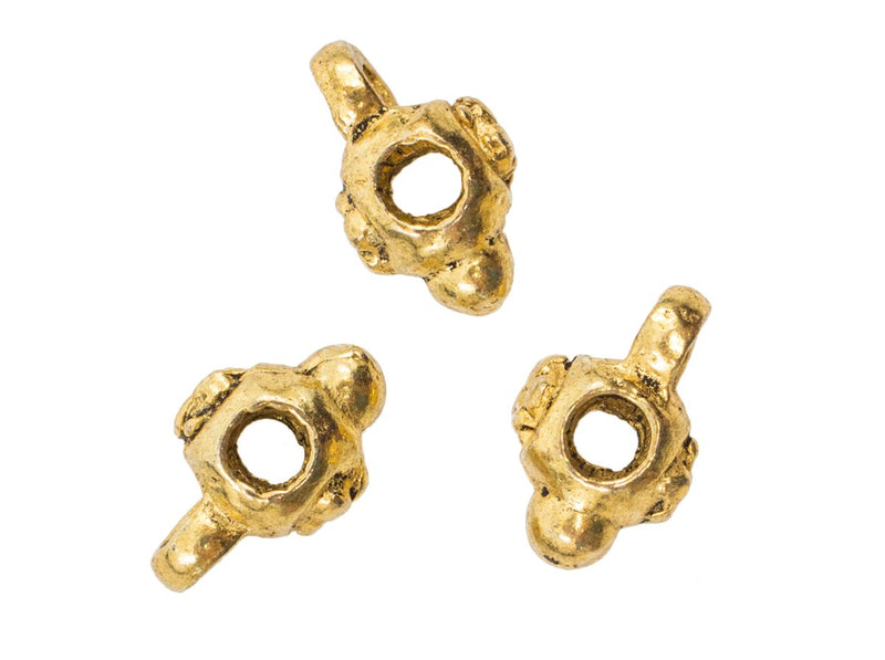 1 pc CZ Bead with Loop 3.5x9 mm, Gold, Metal