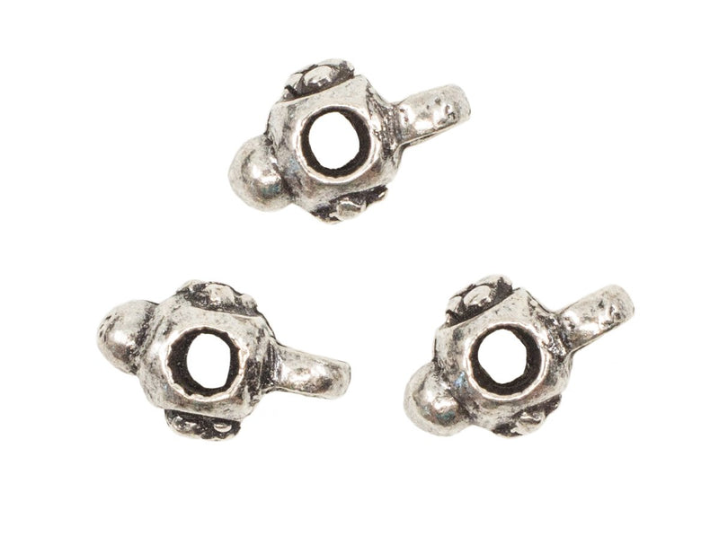 1 pc CZ Bead with Loop 3.5x9 mm, Silver, Metal