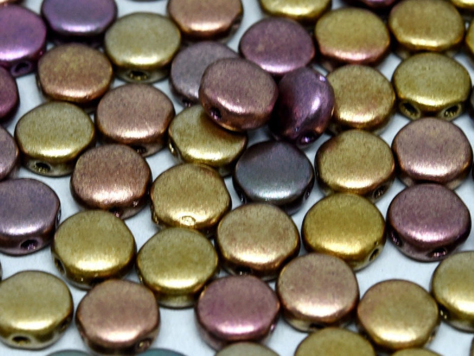 50 pcs 50 pcs DiscDuo® 6x4 mm 2 Holes  Ancient Gold Czech Glass Gold Multicolored