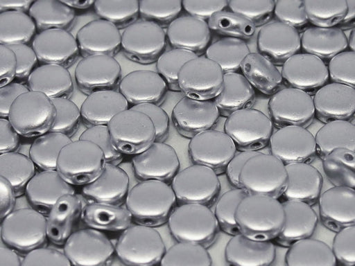 50 pcs 50 pcs DiscDuo® 6x4 mm 2 Holes  Aluminum Silver Czech Glass Silver
