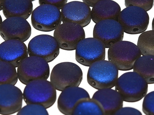 50 pcs 50 pcs DiscDuo® 6x4 mm 2 Holes Crystal Azuro Full Matted Czech Glass Blue Multicolored