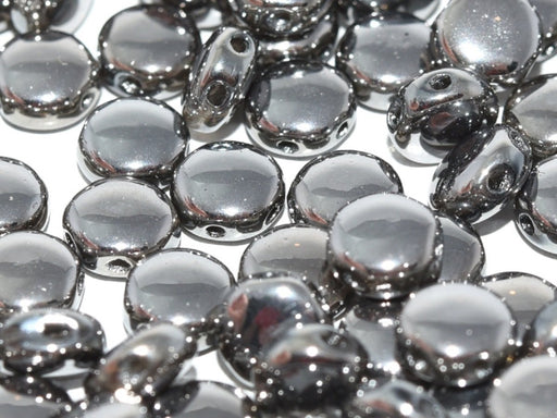 50 pcs 50 pcs DiscDuo® 6x4 mm 2 Holes Crystal Full Chrome Czech Glass Silver