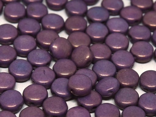 50 pcs 50 pcs DiscDuo® 6x4 mm 2 Holes Chalk White Lilac Vega Luster Czech Glass Purple
