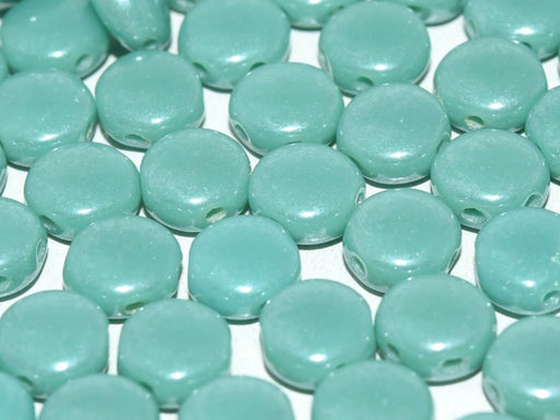 50 pcs 50 pcs DiscDuo® 6x4 mm 2 Holes Jade Shimmer Czech Glass Green