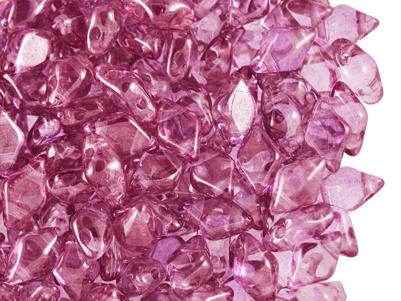 30 pcs 2-hole DiamonDuo™ Beads, 5x8mm, Purple Transparent, Pressed Czech Glass