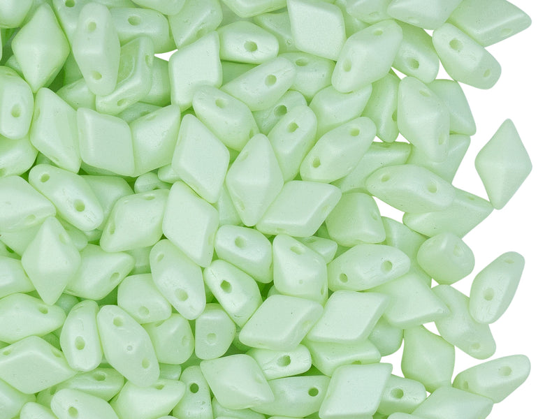 30 pcs Diamonduo™ Beads 5x8 mm, 2 Holes, Mint Glow in the Dark, Czech Glass