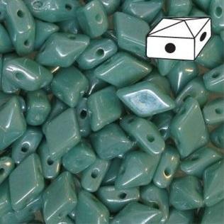 Diamonduo™ Beads 5x8 mm, 2 Holes, Turquoise Shimmer, Czech Glass