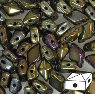 Diamonduo™ Beads 5x8 mm, 2 Holes, Brown Iris, Czech Glass