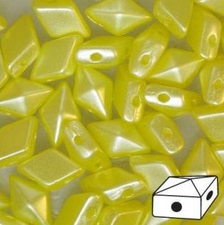 Diamonduo™ Beads 5x8 mm, 2 Holes, Pastel Lemon, Czech Glass