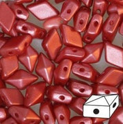 Diamonduo™ Beads 5x8 mm, 2 Holes, Pastel Dark Coral, Czech Glass