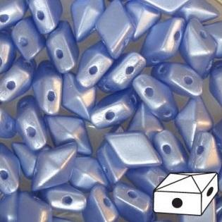 Diamonduo™ Beads 5x8 mm, 2 Holes, Light Blue Airy Pearl, Czech Glass