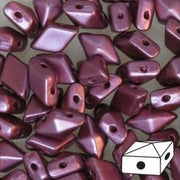 Diamonduo™ Beads 5x8 mm, 2 Holes, Pastel Burgundy, Czech Glass