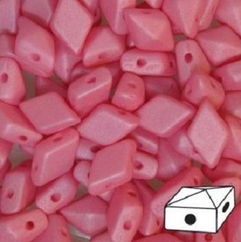Diamonduo™ Beads 5x8 mm, 2 Holes, Pink Matte, Czech Glass