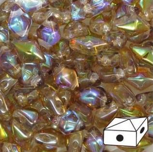Diamonduo™ Beads 5x8 mm, 2 Holes, Crystal Brown Rainbow, Czech Glass