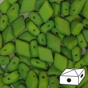 Diamonduo™ Beads 5x8 mm, 2 Holes, Moss Green, Czech Glass