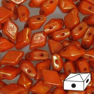 Diamonduo™ Beads 5x8 mm, 2 Holes, Opaque Red Terracotta, Czech Glass