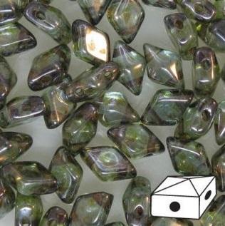 Diamonduo™ Beads 5x8 mm, 2 Holes, Lumi Green, Czech Glass