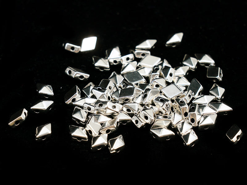10 pcs Diamonduo™ Beads 5x8 mm, 2 Holes, 999 Real Silver Plated, Metal