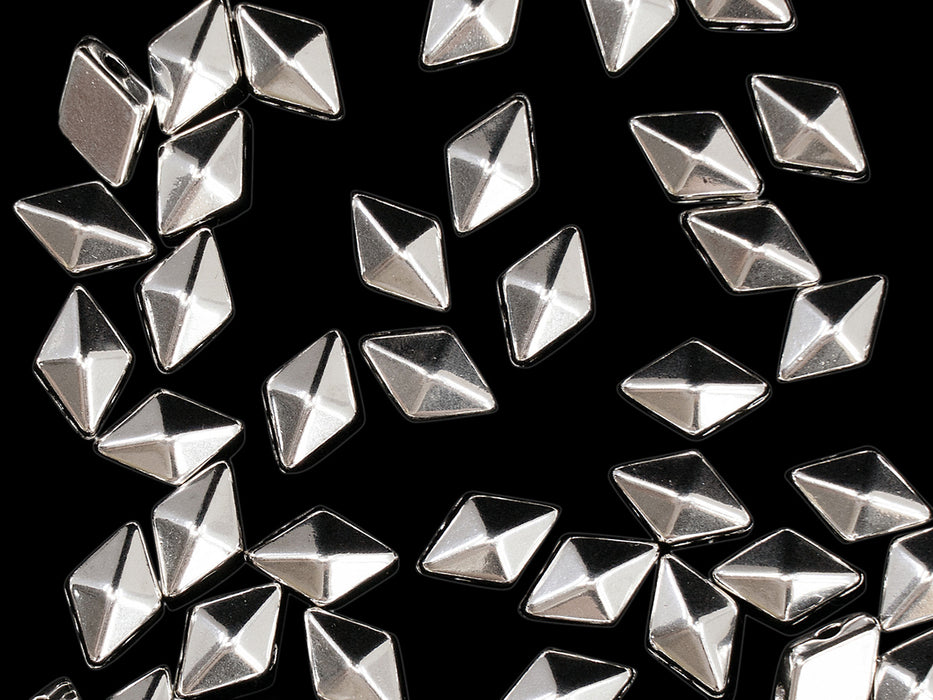 10 pcs Diamonduo™ Beads 5x8 mm, 2 Holes, 999 Real Silver Plated, Metal