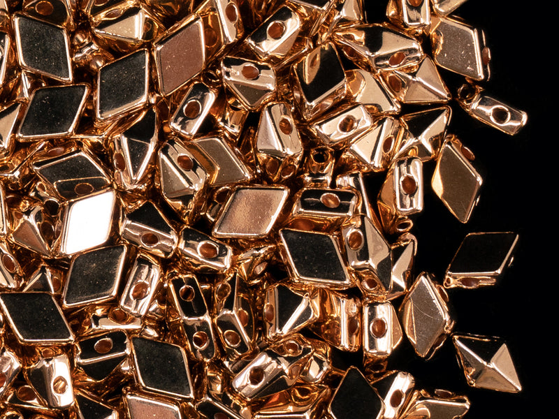 10 pcs Diamonduo™ Beads 5x8 mm, 2 Holes, Rose Gold Plated, Metal