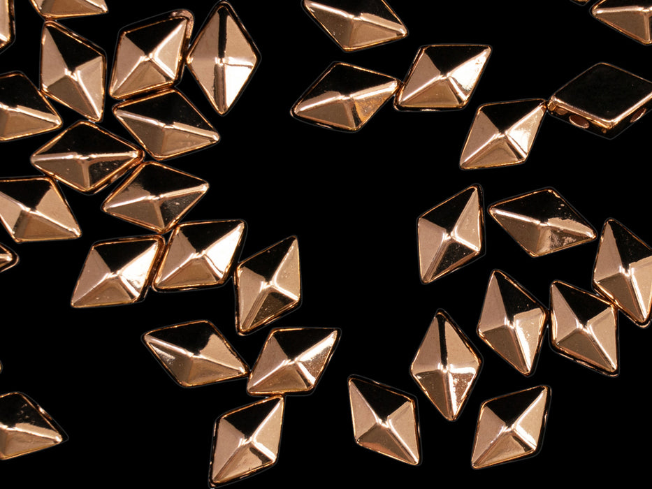 10 pcs Diamonduo™ Beads 5x8 mm, 2 Holes, Rose Gold Plated, Metal