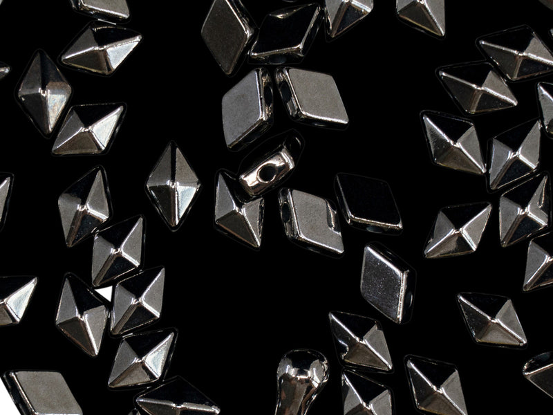10 pcs Diamonduo™ Beads 5x8 mm, 2 Holes, Gunmetal Plated, Metal