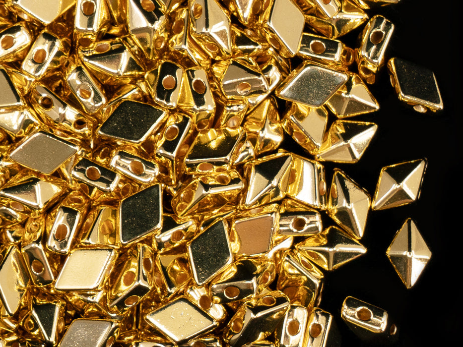 10 pcs Diamonduo™ Beads 5x8 mm, 2 Holes, Gold 24KT Plated, Metal