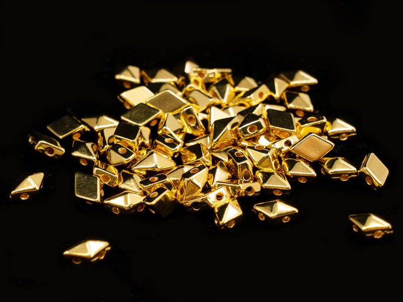 10 pcs Diamonduo™ Beads 5x8 mm, 2 Holes, Gold 24KT Plated, Metal