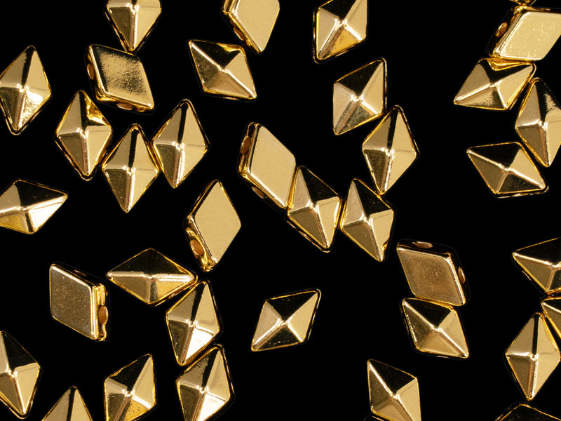 10 pcs Diamonduo™ Beads 5x8 mm, 2 Holes, Gold 24KT Plated, Metal