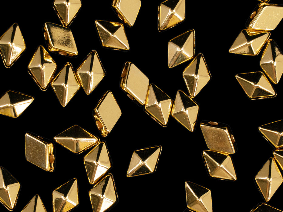 10 pcs Diamonduo™ Beads 5x8 mm, 2 Holes, Gold 24KT Plated, Metal