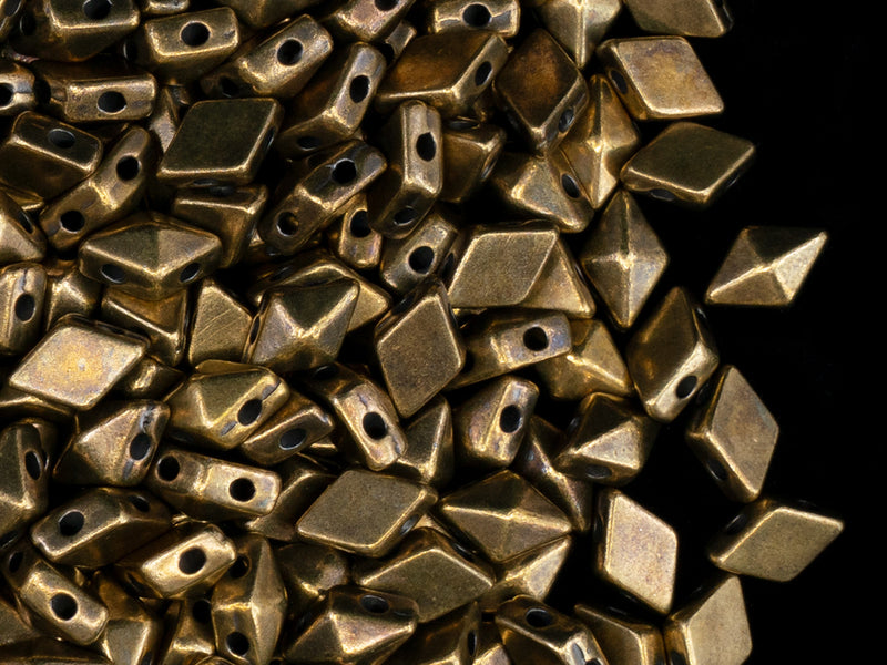 10 pcs Diamonduo™ Beads 5x8 mm, 2 Holes, Antique Brass Plated, Metal