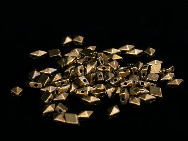 10 pcs Diamonduo™ Beads 5x8 mm, 2 Holes, Antique Brass Plated, Metal