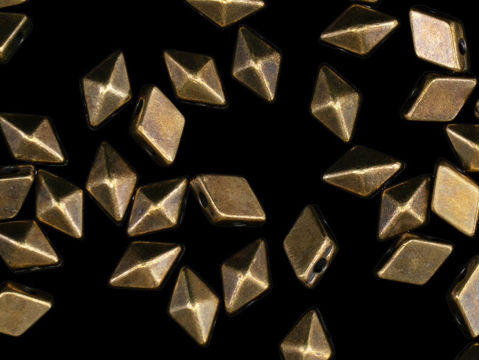 10 pcs Diamonduo™ Beads 5x8 mm, 2 Holes, Antique Brass Plated, Metal
