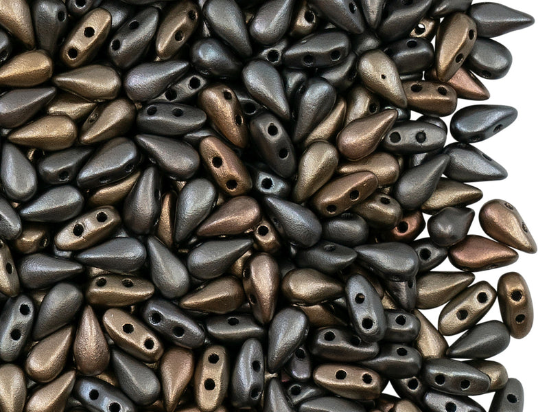 600 pcs 2-hole DropDuo® Beads, 3x6mm, Zinc Iris, Czech Glass